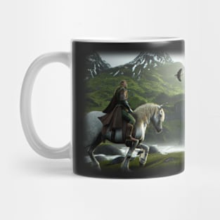 Horseman in a beautiful landscape Mug